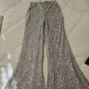 Express Silver Sequin Pants Size XS